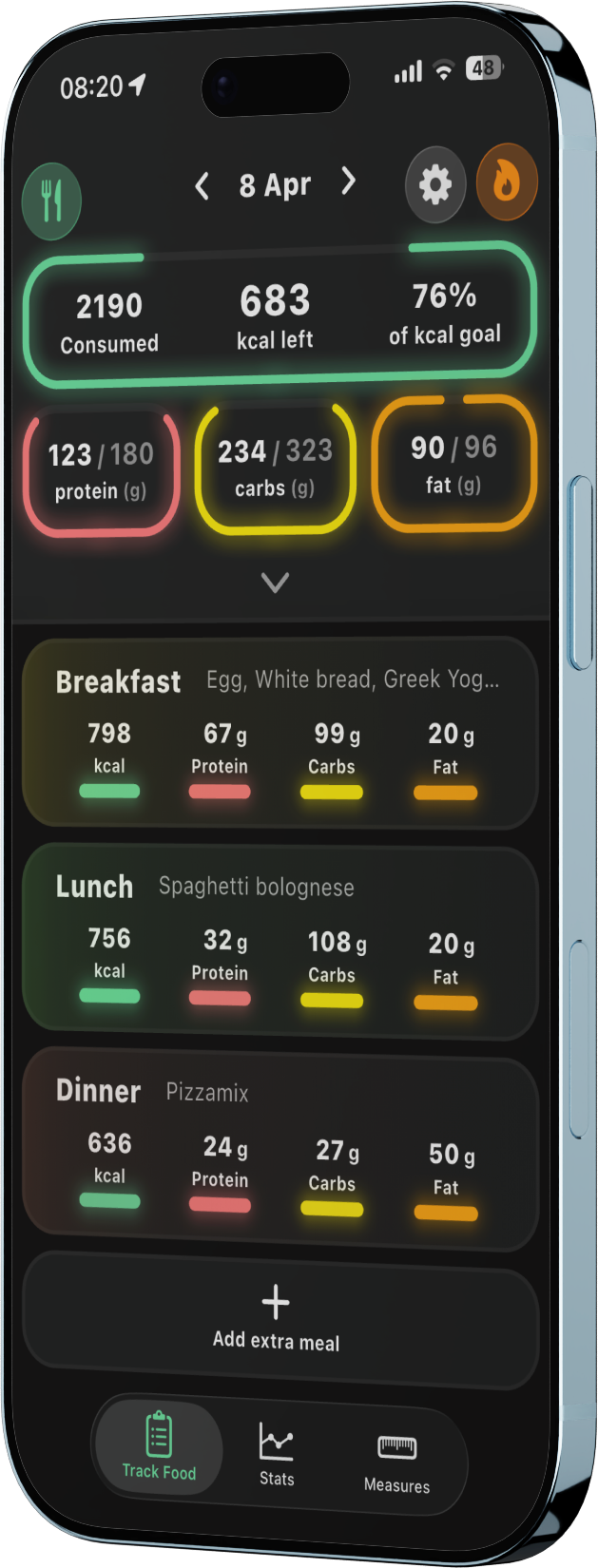 Repit nutrition tracking screen