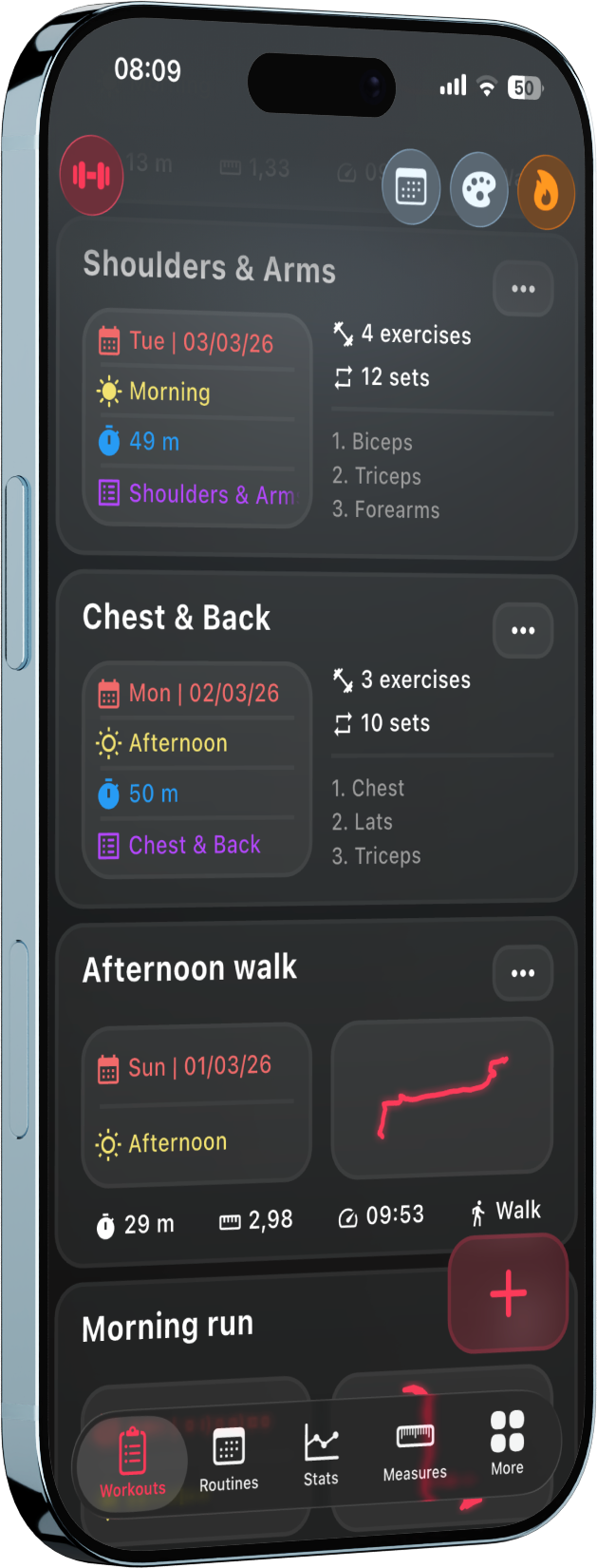 Repit workout tracking screen